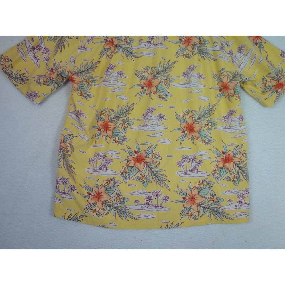 Joe Marlin Yellow Hawaiian Button Up Pocket Shirt Size XXL Floral Short Sleeve - Picture 7 of 8